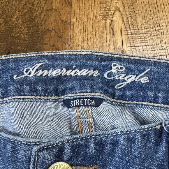 American Eagle Favorite Boyfriend Jeans Womens Sz 14 Y2K Low Rise Boot Cut - Picture 2 of 7